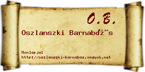 Oszlanszki Barnabás névjegykártya
